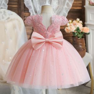 1-5 Yrs Toddler Girls Party Dresses Embroidery Lace Cute Baby 1st Birthday Baptism Vestido Ruffles Kids Wedding Evening Dresses