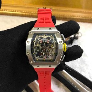 럭셔리 남성 기계공 시계 Richa Wristwatch Richards 같은 남성 대형 다이얼 와인 배럴 밀레 완전 자동 기계 밀 레저 231L