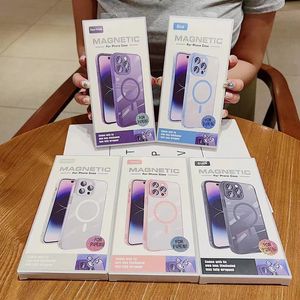 クリアアクリル電話ケースiPhone 15の磁気充電バックカバー15pro 15plus 15 pro max 14 13 12 11 Magsafe charger Retail Boxと互換性