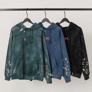 Mens Hoodie Tasarımcı Hoodies High Street Alfabe Yıkanmış Sıkıntılı Sweatshirts Sıçrama Mürekkep Hip Hop Hoodys Trend Plus Boyutlu Sweaters Büyük Boy Hoody