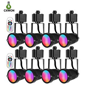 RGBW LED Track Lights 10 Heads Dimmabable RGBW H Tip Tays Aydınlatma Kafası Aksan Görev Perakende Sanat Sergisi 120V Muticolor Spotl282E