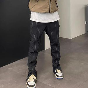 Högkvalitativ svart lättvikt Multi-Zip Nylon Track Pants Streetwear257s