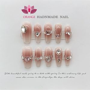 Falska naglar handgjorda aryliska tryck på återanvändbar dekoration Fake Full Cover Artificial Manicuree Wearable Xs S M L Size Art 230909