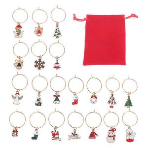 Christmas Decorations 20Pcs set Christmas Wine Glass Markers Holiday Drink Marker Charms for Wine Glasses T221110274G