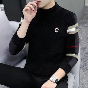 Erkek Sweaters Yeni Moda Yüksek Son Tasarımcı Marka Örgü Siyah Yün Kıyafet Kazak Ekibi Boyun Günlük Jumper Erkek Giysileri