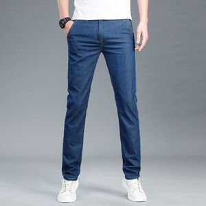 Jeans da uomo leggeri da lavoro Pantaloni a matita da uomo Pantaloni casual a vita alta quattro stagioni regolari