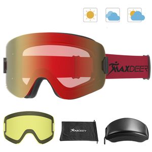 Maschere da sci magnetiche con set di lenti a cambio rapido Protezione UV400 Antiappannamento Occhiali da snowboard per uomo Donna Neve 230909
