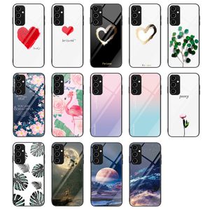 Slim Colorful Tempered Glass Case For Samsung Galaxy A54 5G A34 A14 A24 F14 M14 M53 M54 A25 M33 M13 Anti-Scratch Hard Back Phone Funda Conque