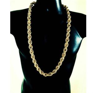 Herrhiphop tung 18k guldpläterad 9mm 30 tum repkedja halsband283e