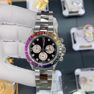 Relógio personalizado com diâmetro 40mm 4130 pacote de movimento 18k ouro branco rosa África do Sul verdadeiro anel de broca boca Mosan Broca 940L inoxidável st241q