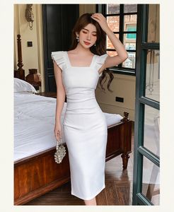 Grundlegende lässige Kleider Sommer Elegant Chic Vintage Bodycon Vestidos Einfache Arbeit tragen Kleid Womens Party Scheide Stift