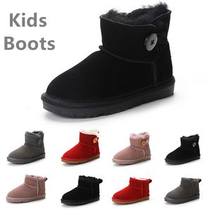 Kids Boots Over The Knee Children Classic Mini Half Snow Boot Winter Bowknot Black Fur Fluffy Furry Satin Ankle Preschool Enfant Child Kid Toddler Girl Boy Tod Booties