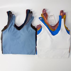 LU-088 Women's Sports Bh Fitness Running Yoga Vest ärmlös U-formad bröstkudde utomhus jogging snabb torr andas yogor 2742