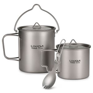 Camp Kitchen LIXADA Lätt 3 stycken Set 750 ml POT 350 ml Vattenkoppmugg med locket med ett kollapsbart handtag för utomhuscamping 230909