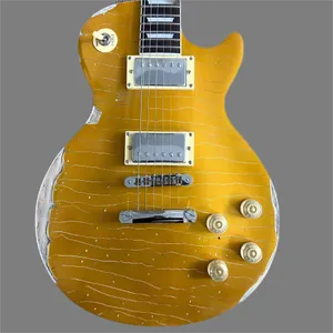 Custom shop, standard electric guitar, gold artificial old relic top, silver hardware, high quality guitar, free shipp 258