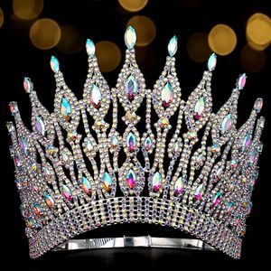 Bröllopshår smycken Levery Big European Bride Crown Gorgeous Crystal Large Round Queen Accessories 230909