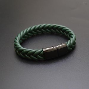 Strand 5 pçs/lote estilo simples masculino mão-tecido pulseira de couro verde preto de alta qualidade fivela de metal pulseira presentes