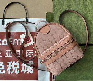 Realfine888 torebki 5A G739701 14 cm różowe płótno Ophidia małe plecak torebki na ramię luksusowe torebka dla kobiet z torbą na kurz