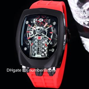 Lüks Chiron Tourbillon 16 silindirli motor Erkekler Siyah Paslanmaz Çelik Otomatik Büyük Boy Wristwatch Sapphire Crystal 6 Renkler 2023 Yeni Model