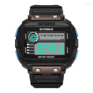 Armbanduhren SYNOKE Digitaluhren Herren Luxus Square Big Dial Sportuhr Männer 50M Wasserdichte LED Elektronische Uhr Militär Herren