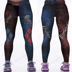 Pantaloni da allenamento da baseball rossi Harleen Quinzel Rugby Pantaloni da allenamento Harley Quin Yoga Leggings da corsa blu Collant fitness da donna2715