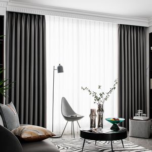 Sheer Curtains High Grade Deep Gray Blackout Window for Bedroom Treatment Living Room Dark Blinds Ready Made Drapers Shading Door 230909