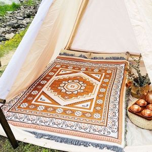 Filtar strand picknick utomhus camping tofsels filt etnisk bohemisk randig rutig för sängar soffa mattor rese matta 230909