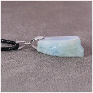 Raw Stone Irregular Cut Surface Aquamarine Necklace Pendant Personalize Necklaces Designer Pendants Couple Personalised Fine Jewelry