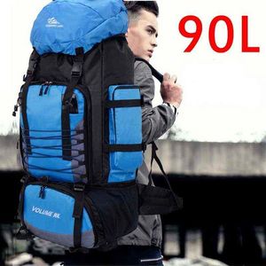 90L Travel Bag Camping Backpack Hiking Army Climbing Bag Trekking Mountaineering Mochila Large Capacity Sport Rucksack T220801223P