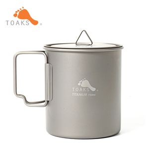 Camp Kitchen TOAKS Pot POT 750 Cup Ultralight Outdoor Mug with Lid and Foldable Handle Camping Cookware 750ml 103g 230909