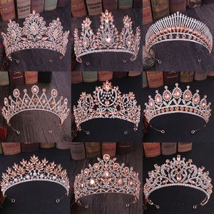 Свадебные украшения для волос, модные розовые золотые персиковые аксессуары с кристаллами, диадема королевы принцессы, тиара, голова короны 230909