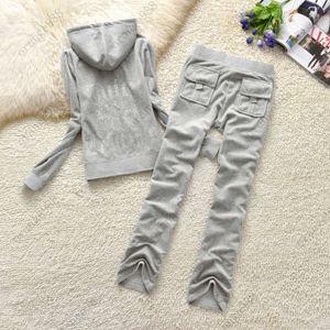 Tasarımcı Juicy Cobure Kadınların Takipleri Velevt İki Parçalı Set Elmas Hoodie Ceket Joggers Pantolon Kıyafetleri Sokak Giyim Jogging Suits Seks Temyiz