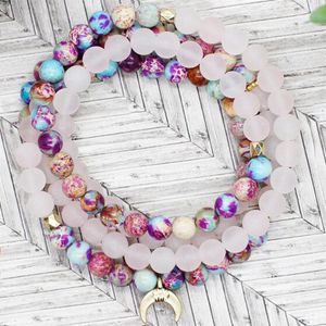 Mg1342 natural 6 mm fosco rosa quartzo envoltório 108 mala pulseira moda feminina roxo jasper lua charme cura espiritual jóias296y