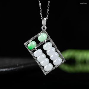 Pendant Necklaces S925 Silver Natural A Jade Abacus Carving Necklace Gift Certificate