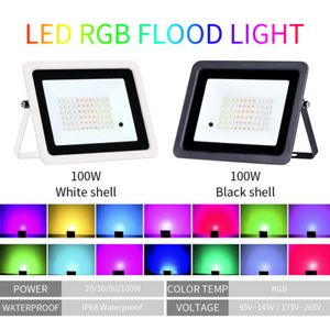 RGB 플러드 라이트 100W 50W 30W 20W RGB 반사기 IP68 방수 LED 스포트라이트 110V/220V 프로젝터 램프 실외 정원 조명