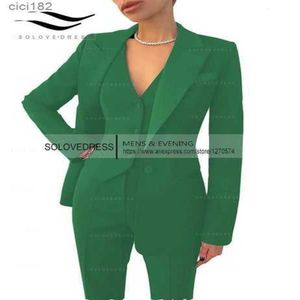 Womens Two Piece Pants Formal Business Women Suit Set Office Work 3 Pieces Notch Lapel Single Breasted Vest Lady Suits Wedding Tuxedos Party 230202 4FU26