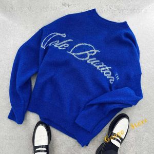 Cole Buxton Knit Classic Scrawled Slogan Jacquard Cole Buxton Knittad tröja Män kvinnor Bästa kvalitet Crewneck CB Sweatshirts Pullovers Blue E3