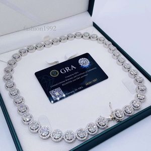 Trendiga Moissanite -smycken 13mm Sterling Sier Baguette VVS Diamond Chain Iced Out Cuban Link Necklace