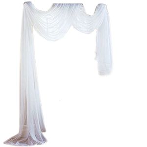 Curtain 197x59 Inch White Sheer Canopy Elegant Voile Window Scarf Valance Outdoor Ceremony Wedding Arch Decoration 230909