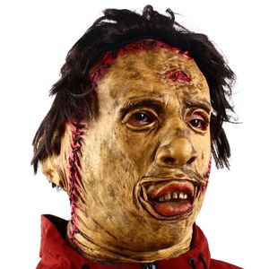 Parti Maskeleri Texas Chainsaw Katliam Deri Yüzü Maskesi Cadılar Bayramı Korku Süslü Elbise Cosplay Lateks 220909223E