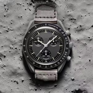 バイオセラミックプラネットムーンメンズウォッチフル機能Quarz Chronograph Watch Mission to Mercury 42mm Nylon Luxury Watch Limited Editi211k