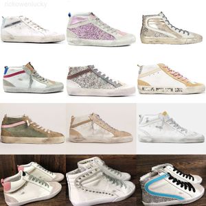 10a Quality Golden Sneaker Top Deluxe Brand Casual Shoes Mid Star High Sneakers Classic Leopard Do Old Dirty Designer Leather Women Shoese