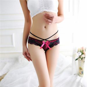 Atualização Sexy Lace Briefs Bowknot Criss Cross Strappy Calcinha Oca Lingerie Shorts Tangas G String