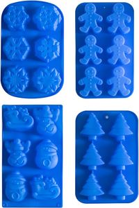 Set di stampi da forno in silicone natalizio Albero di Natale Fiocchi di neve Stampo per torta pupazzo di neve, bombe da bagno, Stampo per sapone 1224633