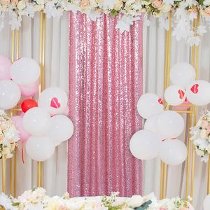 Sheer Curtains 1PC Pink cekin tła 2ftx8ft na dekorację ślubną Baby Shower Boże Narodzenie Halloween przyjęcie urodzinowe Drape 230909