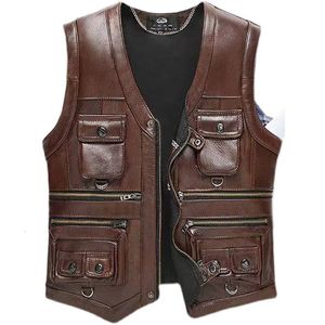 Män västar väst faux läderjacka ärmlös avslappnad pu streetwear hip hop cool retro stil motorcykel waistcoat e27 230909