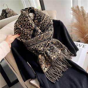 Nuova sciarpa imitazione cashmere con fiori di anacardi, stile etnico invernale da donna, collo caldo e caldo