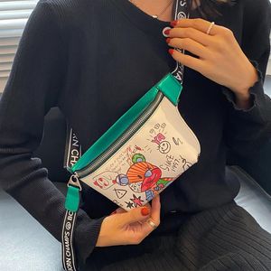 Niedliche Bären-Graffiti-Tasche für Damen, Sommer, neue trendige Ins-Studentin, wilde Messenger-Brusttasche, Sport-Taillentasche249S