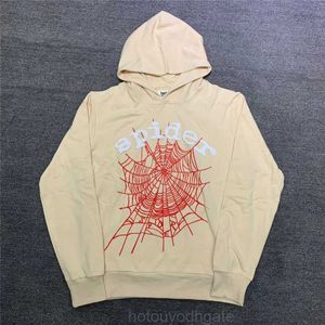 Men's Hoodies Sweatshirts Sp5der 555555 Hoodie Red 3D Foam Printing Spider Web Hooded Young Thug Pullover Apricot Men Women Cactus Clothes G230328fw23