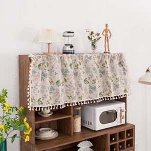 Cortina cortinas para armário de cozinha decorativo vaidade gabinete poeira estilo japonês algodão linho janela verde floral 230909